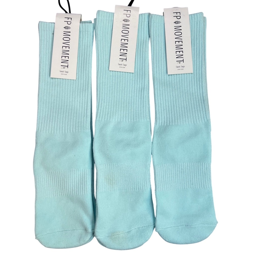 FP Movement Lucky Honey Last Lap Tube Socks Mint Aqua 3 Pair Set NEW